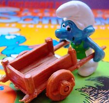 40206 schtroumpf jardinier et brouette marron smurf pitufo puffi puffo rare