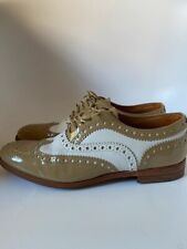 Church's Brogues Derbies très jolies en cuir verni bi couleur Beige /Crème