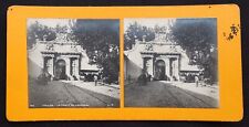 Photo 1880 stéréo TOULON Porte de l'Arsenal pub BYRRH camion albumine vintage