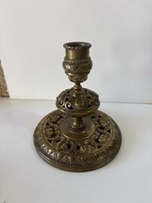 Ancien Joli Bougeoir En Bronze Doré Numéroté Ciselé Bout De Table Collection