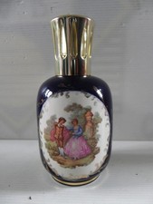 Ancienne lampe Berger en porcelaine de Limoges décor Fragonard  signée R & TS