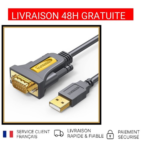 Adaptateur usb rs232 db9 - db9, mâle