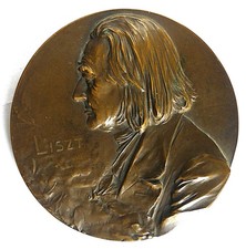 19è MEDAILLE MEDAILLON BRONZE/ MUSIQUE. PIANISTE LISZT PAR STIASNY. 88MM. A VOIR
