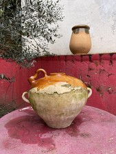 FRENCH ANTIQUE CONFIT ART POTTERY CONSCIENCE PITCHER PROVENCE EARTHENWARE BOTTLE