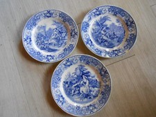 3 Assiettes Bleues "Pastorale"
