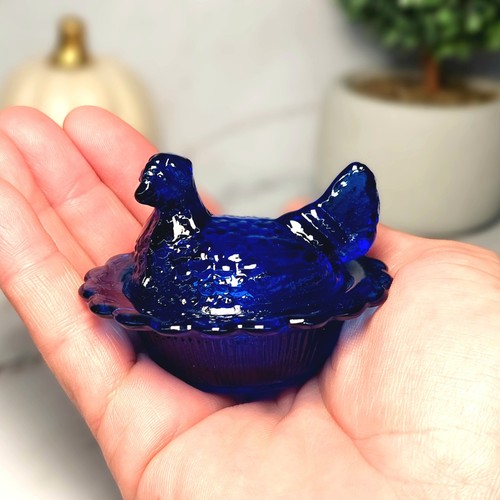 Mosser cobalt blue glass - glass, hen