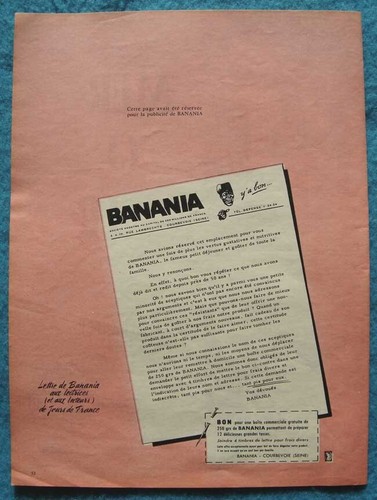 Publicité papier banania - papier,