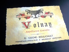 ancienne étiquette VOLNAY COCHE Dury Boulicault wine label burgundy meursault