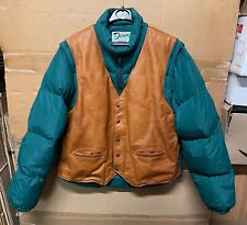 GENUINE VINTAGE US SCHOTT 126 GOOSE DOWN LEATHER JACKET GREEN EX MINT !! SIZE 44