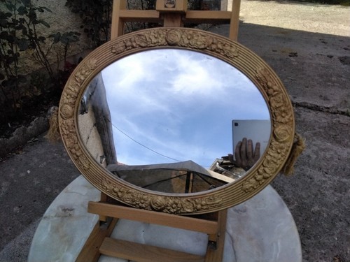 Miroir ovale bois doré - ovale,