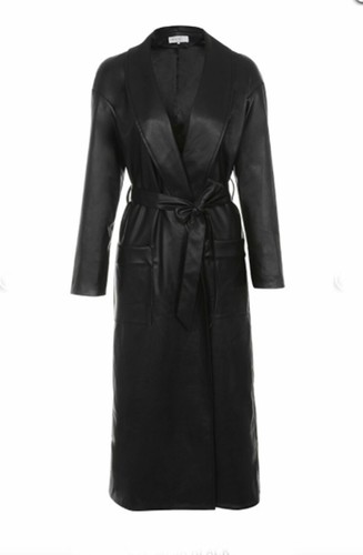 Manteau long cuir noir pour - manteau,