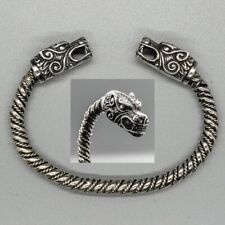 Celtique Loup Tête 925 Argent Torque Bracelet Motard Viking Oath Bague Mjolnir