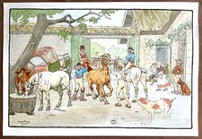 Georges Busson-Grand pochoir En Couleurs- Au Relais de la Poste-Aldin-Eliott