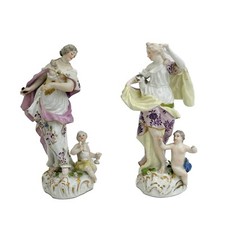 Pair meissen germany painted - meissen,