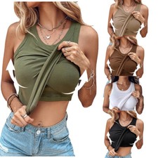 Débardeur Basique Sans Manches Pour Femme Chemisier T-Shirt Camisole /