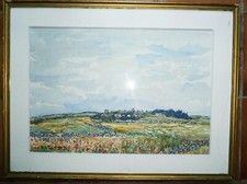 GRANDE AQUARELLE BORD DU GOLFE DU MORBIHAN PAR SALOMON BOISECQ