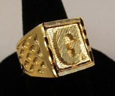 Hommes 14KT Or EP Bling Lettre G Initiale Hip Hop Bague - Taille 10- USA Vendeur