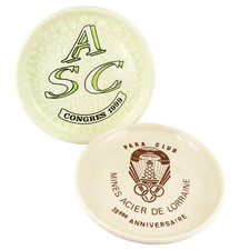 2 COUPELLES en EMAUX de LONGWY "Para Mines Acier Lorraine" et "Congrès ASC Metz"