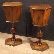Paire de tables d'appoint italiennes en bois noyer meubles anciens chevets 800