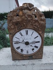 MOUVEMENT HORLOGE COMTOISE A VERGE au quantième  cloche du 19ème  les vendange