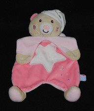 Doudou plat ours rose SUCRE D'ORGE luminescent étoiles bonnet  TTBE