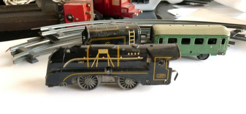 Ancien jouet train - jouet, train+2wagons