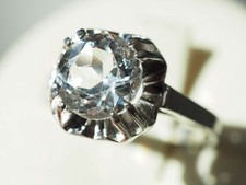 BAGUE VINTAGE ARGENT MASSIF RHODIE SOLITAIRE SILVER RING T52