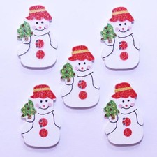 Bouton de Noël en Bois - Bonhomme de Neige 22mm - Lot de 10 - Scrapbooking