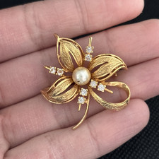 Ancienne Broche En Plaqué Or