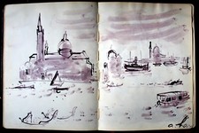 HAMBOURG André (1909-1999). Livre d'or Ensemble de 4 dessins de Venise 1959