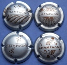 lot de 4 capsules de champagne génériques  n°764 à 767 argent bleuté