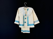 Costume de clown Pierrot ancien enfant 1900, col à volants, coton et soie