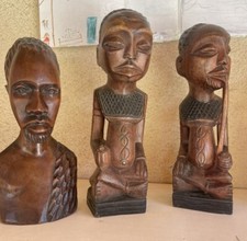 3 Statuettes africaine en bois  sculpté