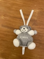Doudou Ours Kaloo - Petit modèle - Gris Rayé blanc attache Tétine