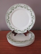 6 Assiettes plates  anciennes Badonviller Modèle Champagne vert foncé vigne ""