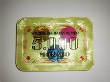 MONACO PLAQUE de 5000 FRANCS Jeton CASINO de la SOCIETE DES BAINS de MER SBM