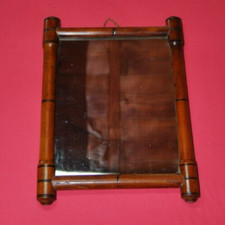 Ancien CADRE MIROIR en bois façon BAMBOU 34 x 25 cm