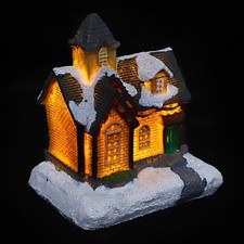  Maison de village de Noël illuminée : mini-maison en résine – figurine