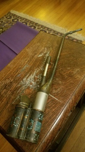 Antique metal chinese pipe - antique,