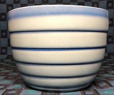 Rare Cache Pot Bleu Vintage En Barbotine De Sarreguemines France H 17,5 D 24cm