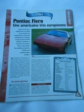 Pontiac Fiero Une américaine 1984 Fiche Technique Auto
