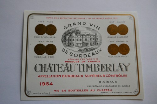 étiquette ancienne 1964 - , vin