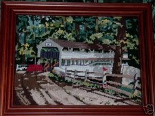 Framed Needlepoint House