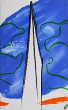 Olivier DEBRE  Carte de voeux 1990, lithographie