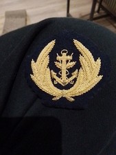 RARE INSIGNE CASQUETTE AMIRAL OFFICIER GENERAL  MARINE BRODE MAIN CANNETILLE OR