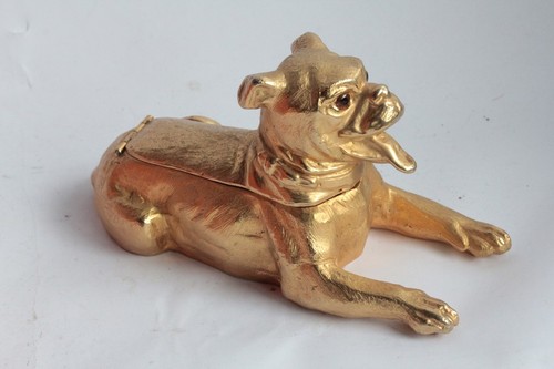 Cendrier métal doré - , chien