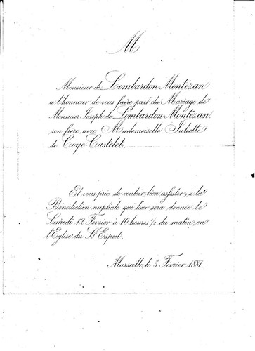 1881 faire part mariage - 1881, faire-part