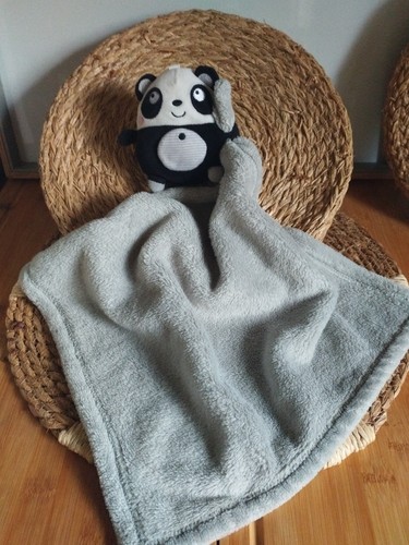 Doudou panda noir blanc - panda, gris