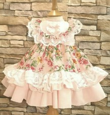 Robe bouffante traditionnelle espagnole rose créateur floral fait main BNWT PRIX CONSEILLÉ 89 £
