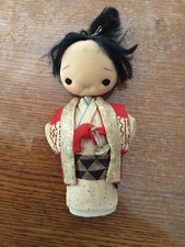 vintage Asian samurai peg doll